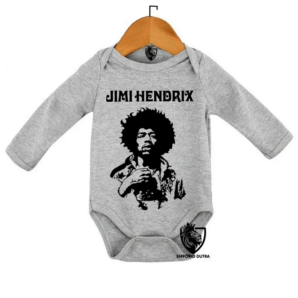 Body Bebê Infantil Jimi Hendrix rei guitarra woodstock anos 60 Imagem