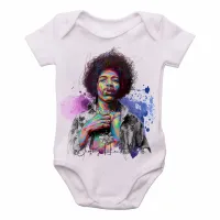 Body Bebê Infantil Jimmy Hendrix colorido rock guitarra - Foto 2