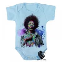 Body Bebê Infantil Jimmy Hendrix colorido rock guitarra - Foto 3