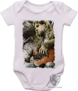 Body Bebê Infantil Nirvana Kurt Cobain pintura - Foto 2