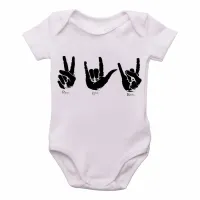 Body Bebê Infantil Paz love rock Libras Linguagem sinais - Foto 2