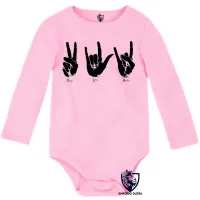 Body Bebê Infantil Paz love rock Libras Linguagem sinais - Foto 4