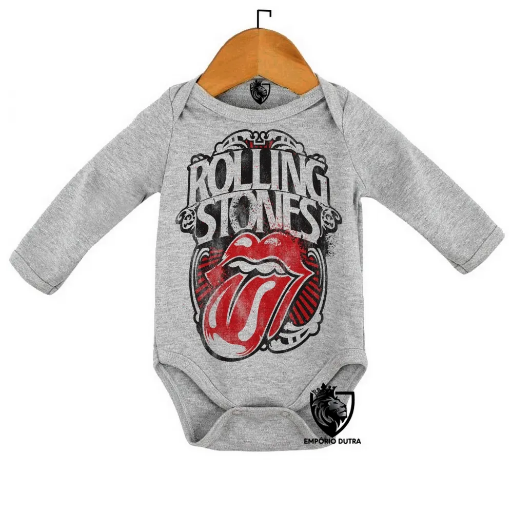 Body Bebê Infantil rolling stones retro boca lingua