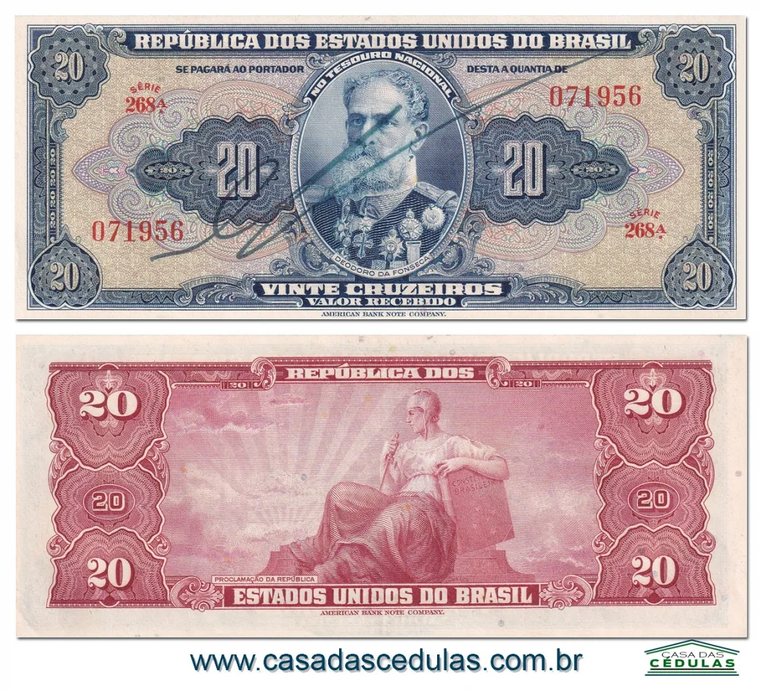 C021 - 20 Cruzeiros (Deodoro da Fonseca) - Sob+ - Autografada