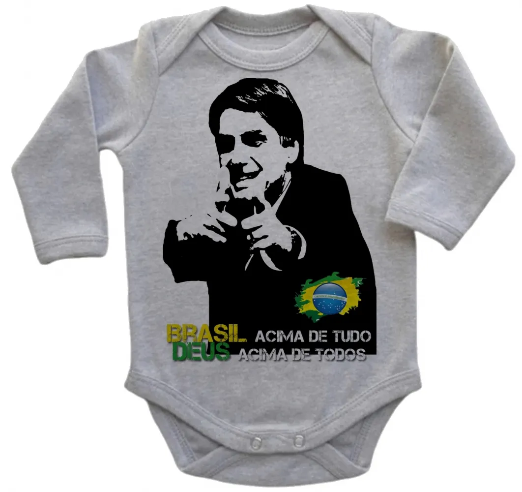 Body Bebê Infantil Bolsonaro Brasil Deus acima Imagem