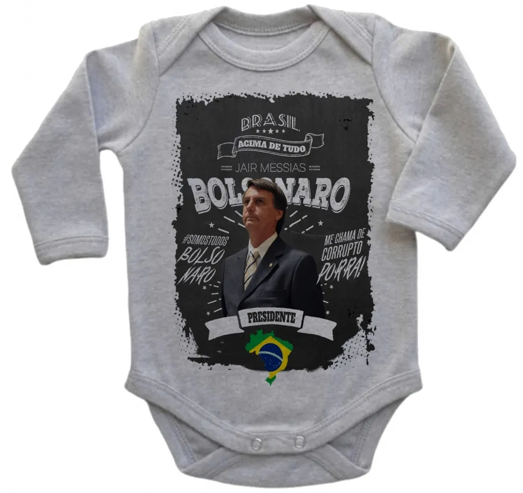 Body Bebê Infantil Bolsonaro mito presidente DEUS acima todos