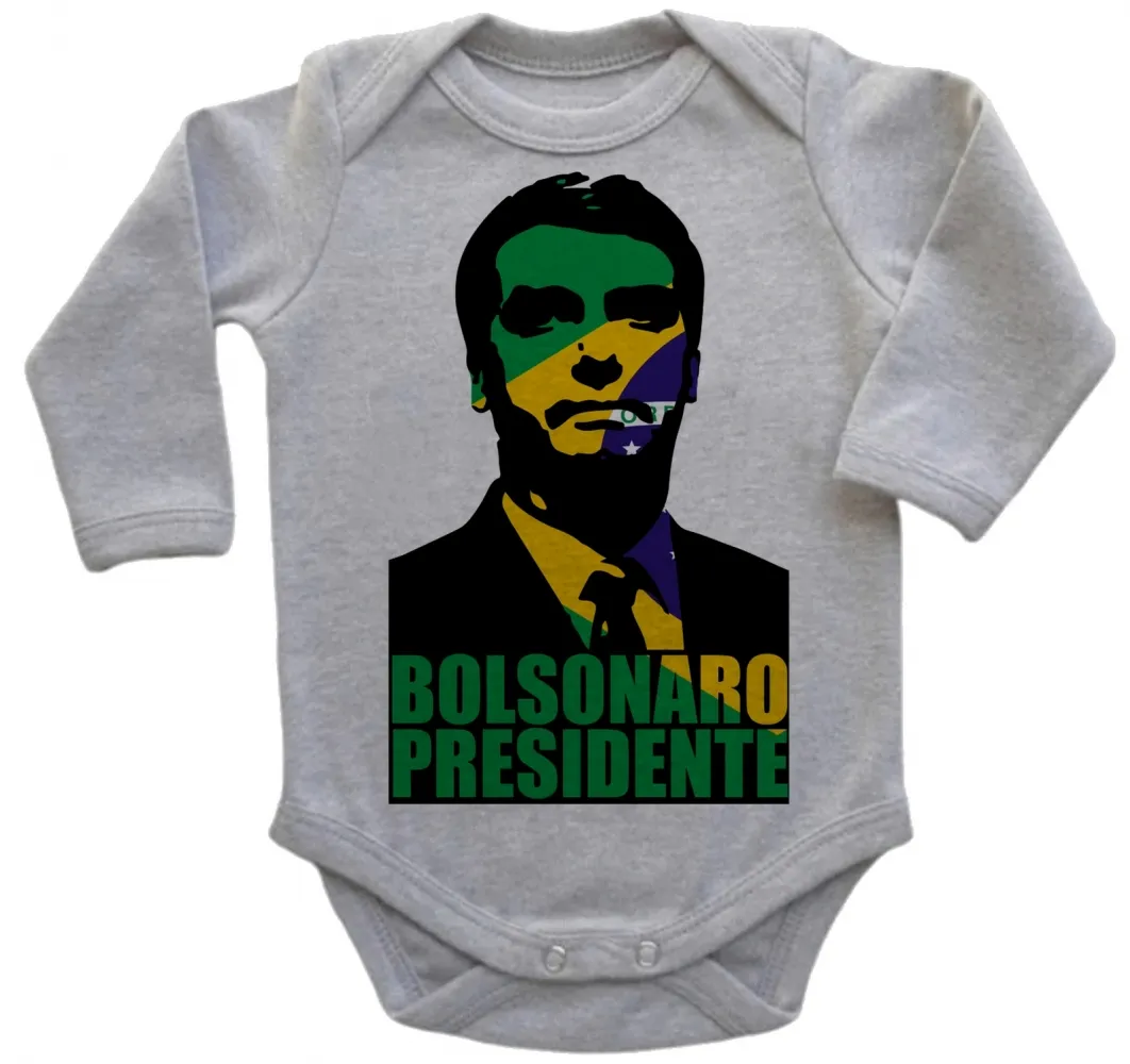 Body Bebê Infantil Bolsonaro Presidente cor Brasil verde amarelo