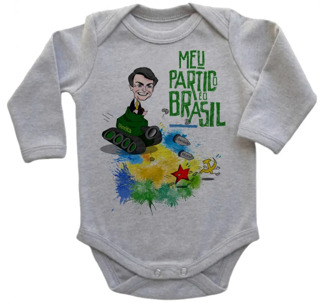 Body Bebê Infantil Bolsonaro tanque meu partido Brasil