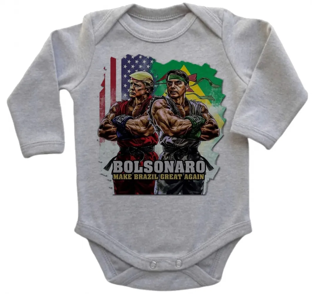 Body Bebê Infantil Bolsonaro Donald Trump street fighters
