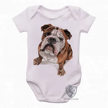 Body Bebê Infantil cachorro bulldog Buldogue raça canina - Foto 2
