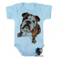 Body Bebê Infantil cachorro bulldog Buldogue raça canina - Foto 3