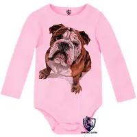 Body Bebê Infantil cachorro bulldog Buldogue raça canina - Foto 4