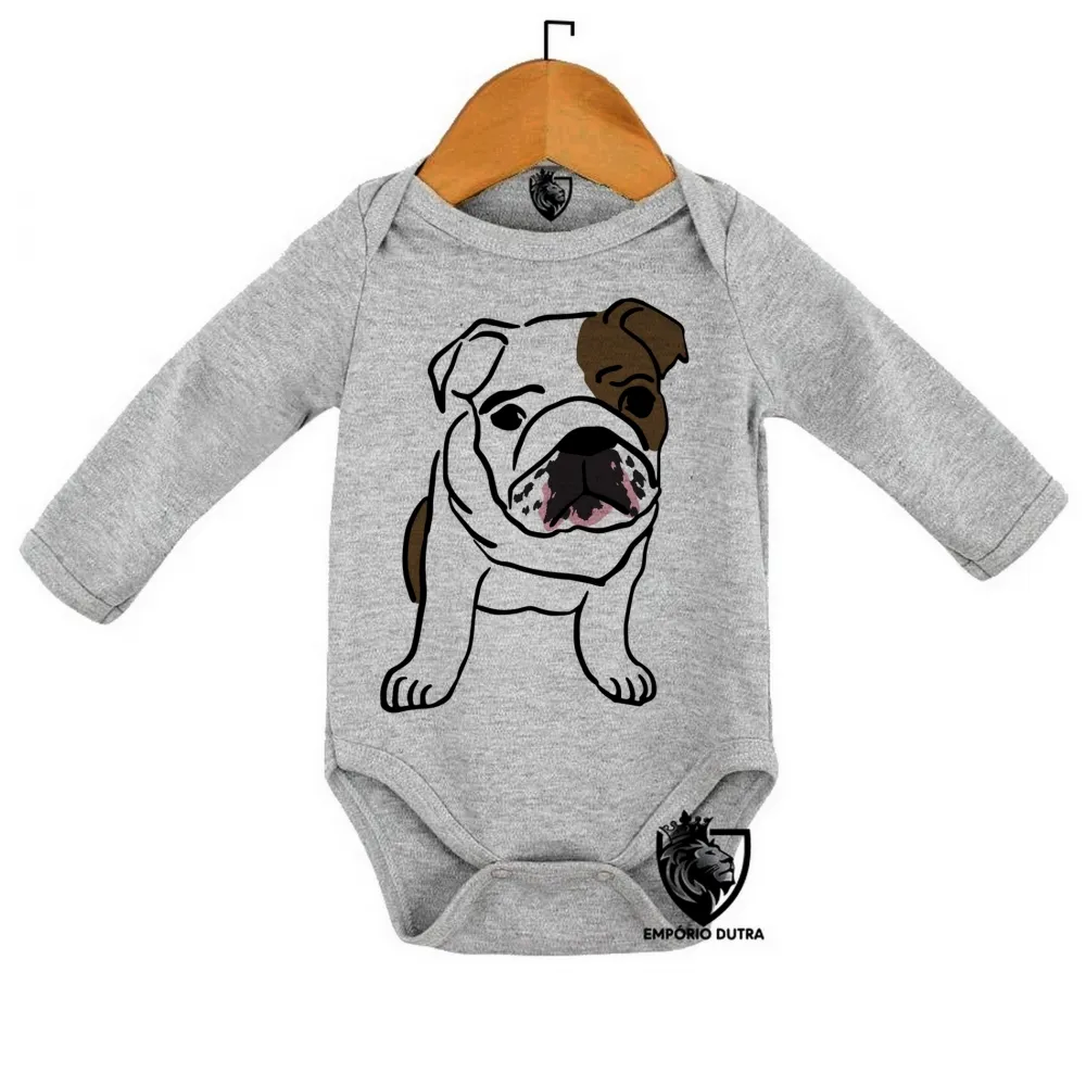 Body Bebê Infantil cachorro cão dog bulldog Buldogue