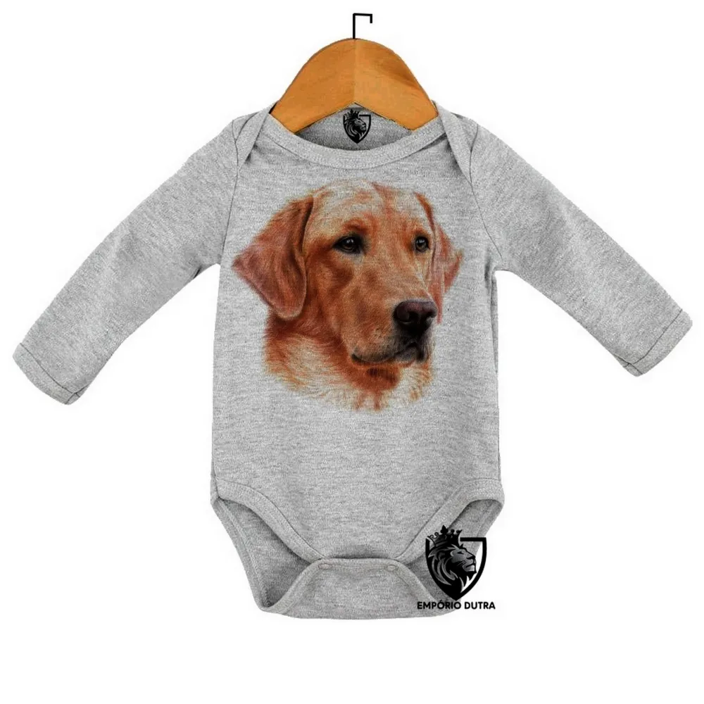 Body Bebê Infantil cachorro cão dog golden retriever labrador caramelo