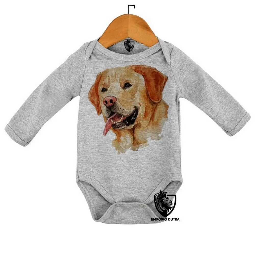 Body Bebê Infantil cachorro cão dog labrador caramelo amarelo
