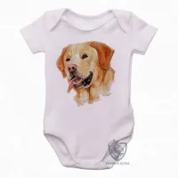Body Bebê Infantil cachorro cão dog labrador caramelo amarelo - Foto 4