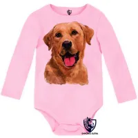 Body Bebê Infantil cachorro cão dog labrador caramelo raça show - Foto 2