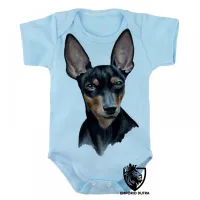 Body Bebê Infantil cachorro cão dog pinscher preto marrom - Foto 3