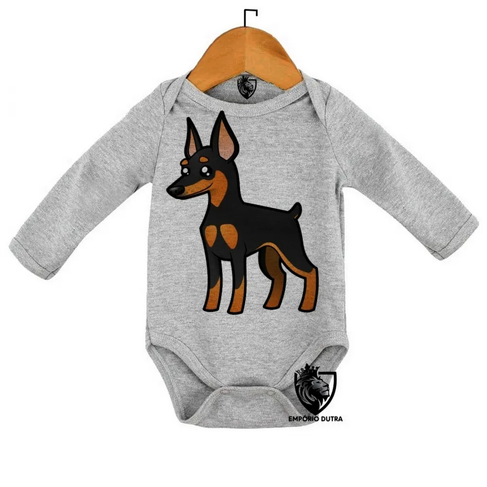 Body Bebê Infantil cachorro cão dog pinscher raça canina