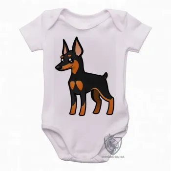 Body Bebê Infantil cachorro cão dog pinscher raça canina - Foto 2