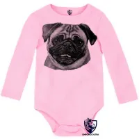 Body Bebê Infantil cachorro cão dog pug preto e branco - Foto 4