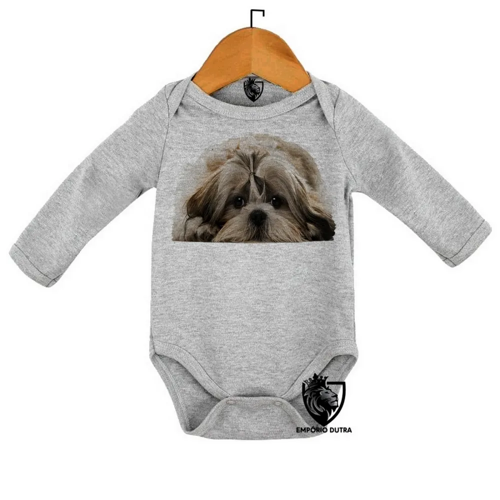 Body Bebê Infantil cachorro cão dog Shih tzu raça canina