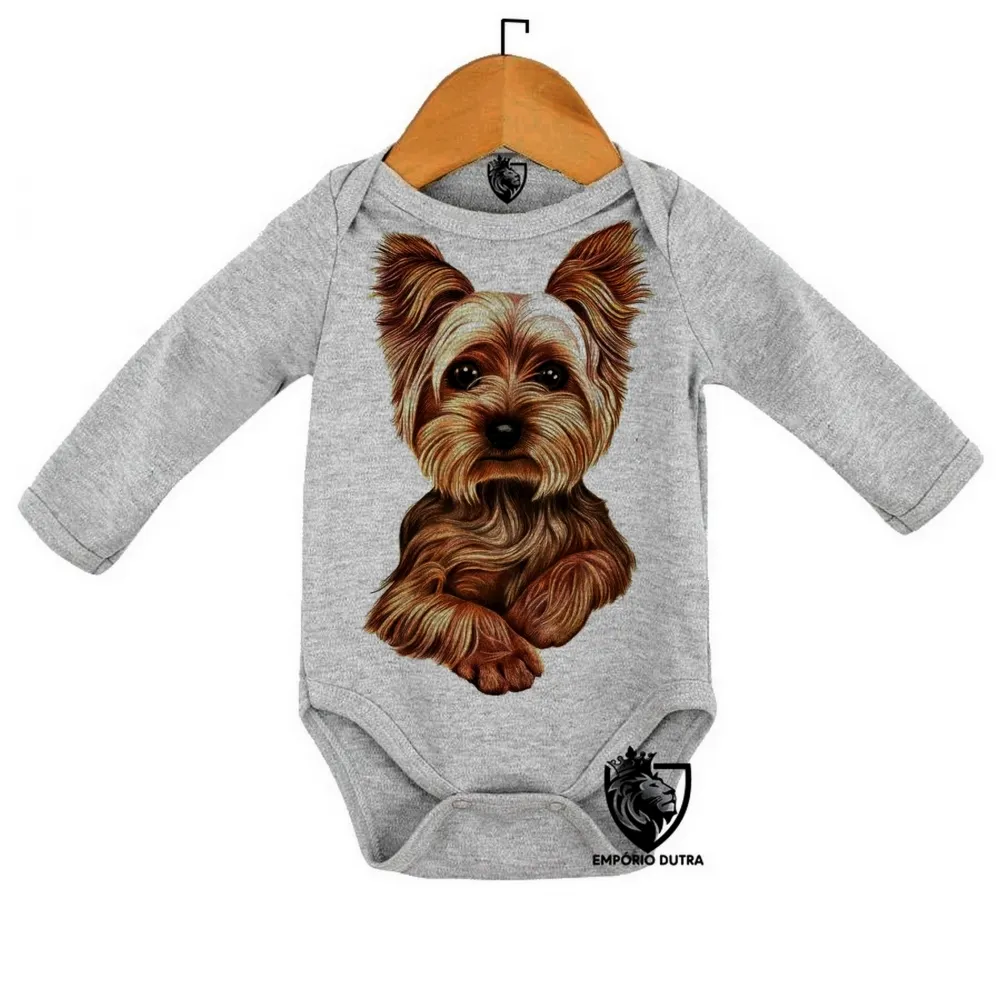 Body Bebê Infantil cachorro cão dog Yorkshire fofo raça Imagem