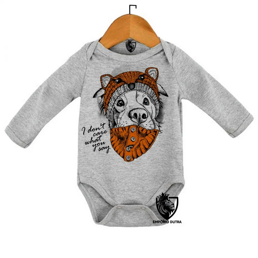 Body Bebê Infantil Cachorro I dont care what you say Imagem