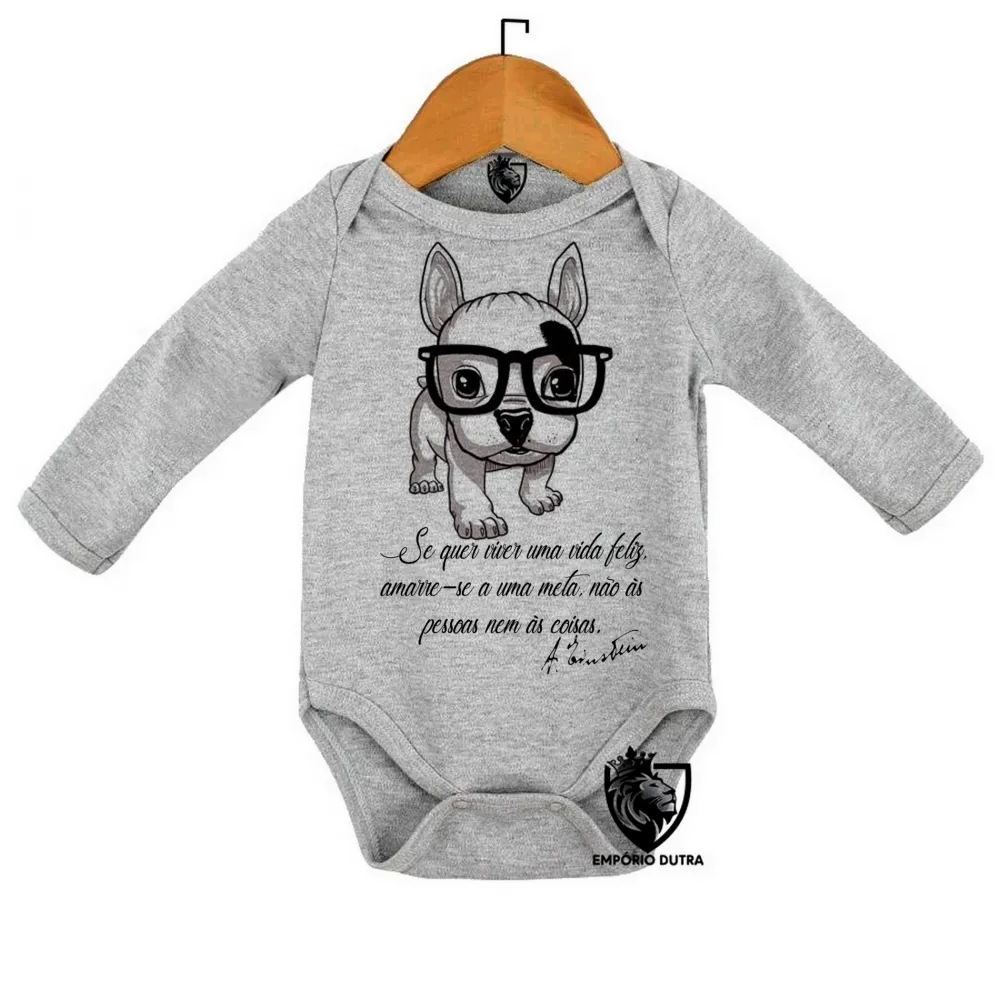 Body Bebê Infantil Cachorro Nerd frase Einstein