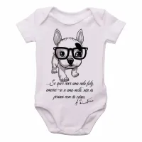 Body Bebê Infantil Cachorro Nerd frase Einstein - Foto 4