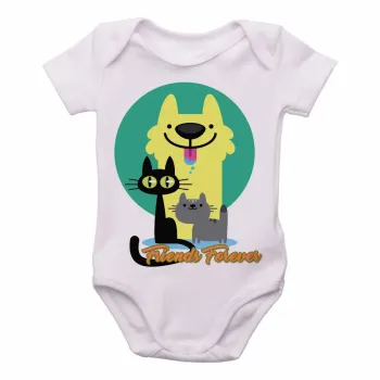 Body Bebê Infantil Friends Forever gato cachorro amigos - Foto 2