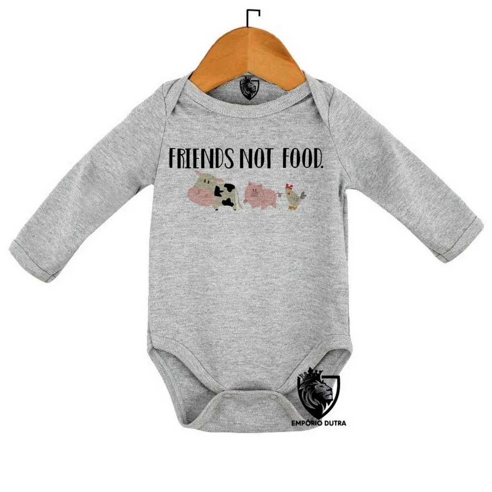 Body Bebê Infantil friends not food animais comida vegatariano Imagem