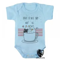 Body Bebê Infantil Gatinhos Have a nice day gato cat - Foto 3