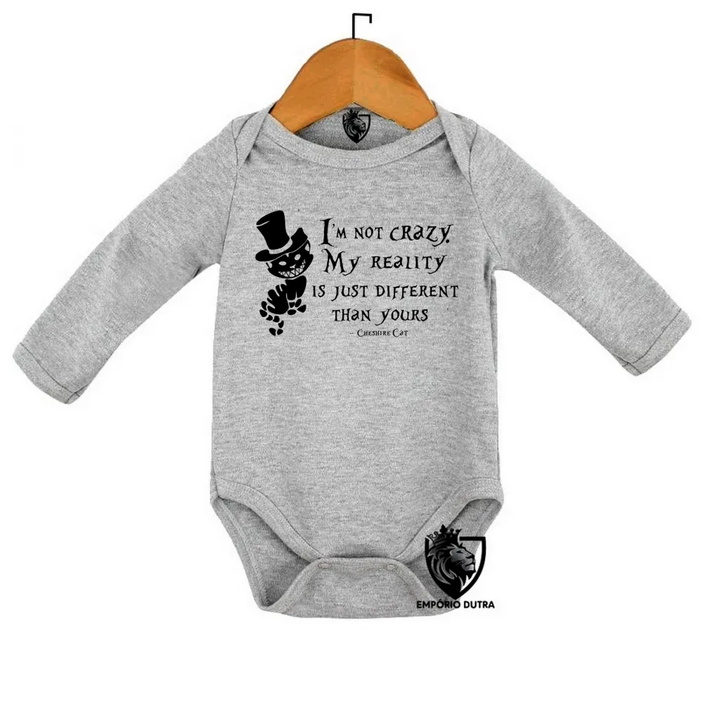 Body Bebê Infantil Gato de Cheshire Im not crazy Imagem