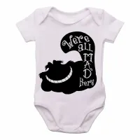 Body Bebê Infantil gato Were all mad here gato cat preto black - Foto 2