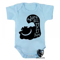 Body Bebê Infantil gato Were all mad here gato cat preto black - Foto 3