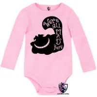 Body Bebê Infantil gato Were all mad here gato cat preto black - Foto 4