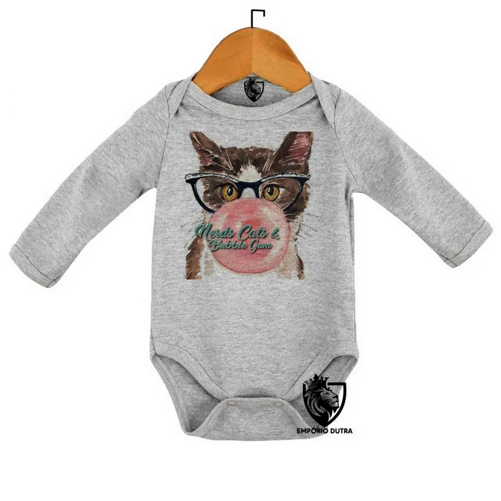 Body Bebê Infantil Gatos nerds chicletes cats bubble gum