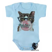 Body Bebê Infantil Gatos nerds chicletes cats bubble gum - Foto 3