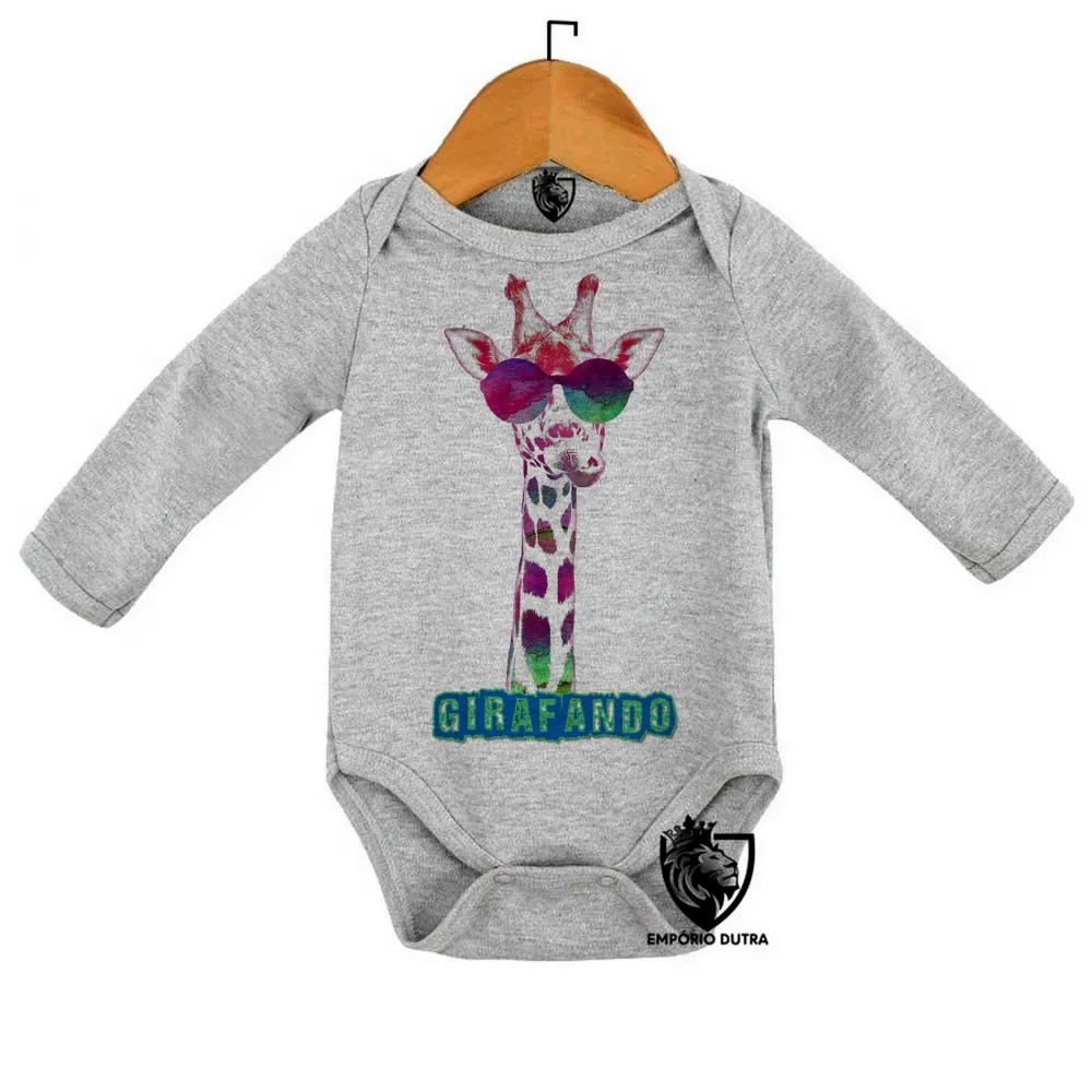 Body Bebê Infantil Girafando girafa de óculos Imagem