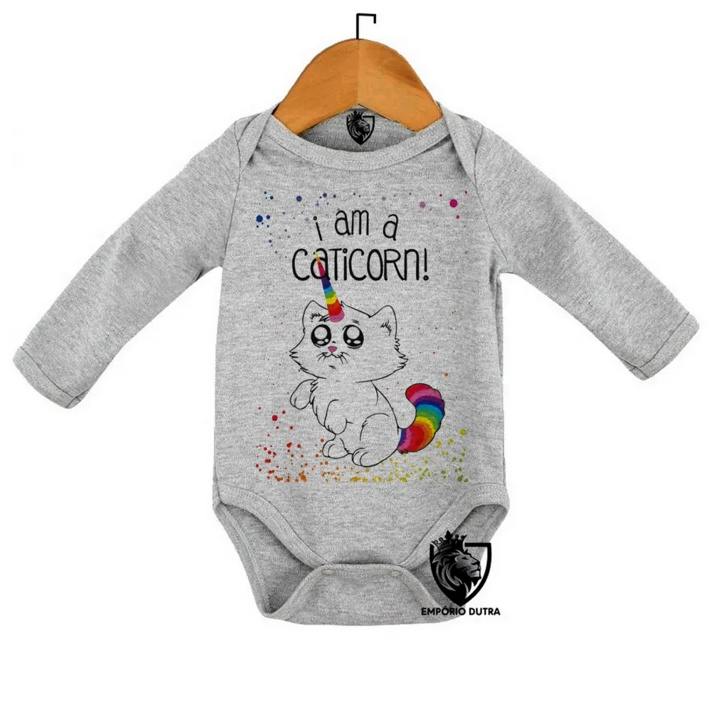 Body Bebê Infantil I am a caticorn gato unicórnio Imagem