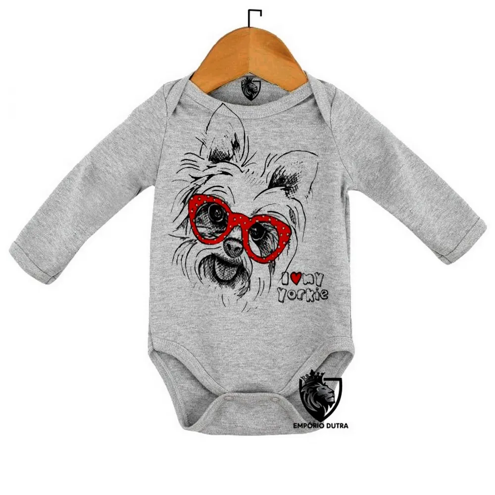 Body Bebê Infantil I love yorkie cachorro cão dog Imagem