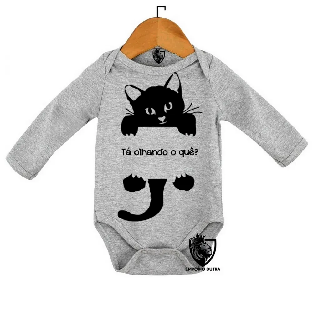 Body Bebê Infantil Tá olhando o quê Gato Imagem
