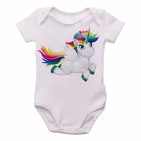 Body Bebê Infantil unicornio cavalo colorido salto - Foto 2
