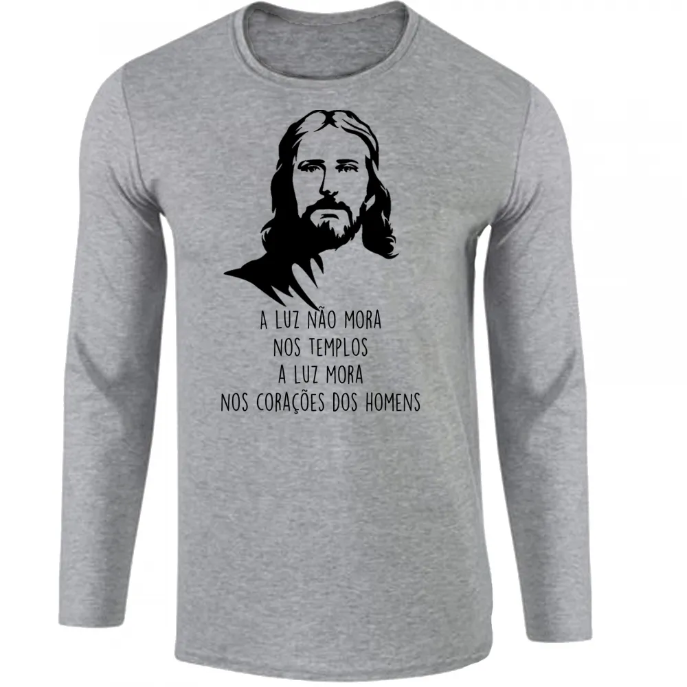 Camiseta manga longa Infantil ou Adulto a luz Jesus Cristo Deus igreja