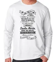 Camiseta manga longa Infantil ou Adulto Ave Maria oração JESUS CRISTO DEUS MÃE - Foto 2