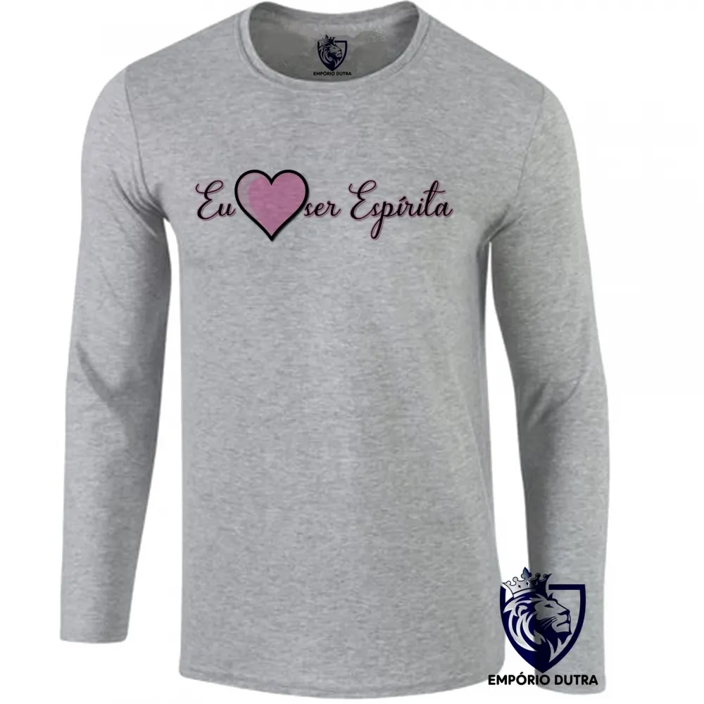 Camiseta manga longa Infantil ou Adulto Eu amo ser Espírita Alan Kardec