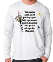 Camiseta manga longa Infantil ou Adulto Frase Chico Xavier espirita cada pessoa - Foto 2