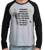 Camiseta manga longa Infantil ou Adulto Frase Chico Xavier espirita cada pessoa - Foto 3