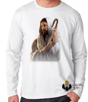 Camiseta manga longa Infantil ou Adulto Jesus Cristo de Nazare DEUS - Foto 2